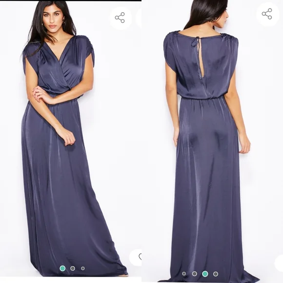 Mango | Dresses | Mango Suit Navy Blue Maxi Dress Evening 4 | Poshmark